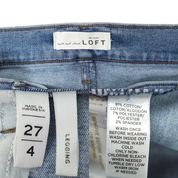 Loft Legging Jean Mid Rise Womens Size 27/4 Stretch Light Wash Denim - Picture 7 of 14